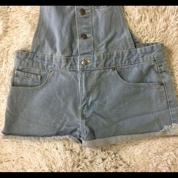 Forever 21 Shortail Denim Overalls Size 27 - Picture 3 of 9